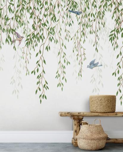 mural de papel de parede chinoiserie personalizável branco e verde chamado Chinoiserie Chandelier para quartos mural de papel de parede chinoiserie personalizável branco e verde chamado Chinoiserie Chandelier para quartos