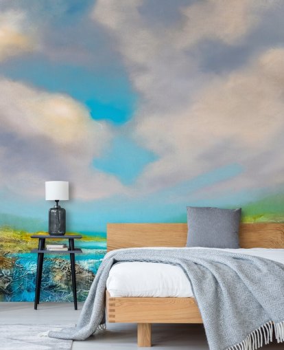 abstract painting of a waterfall wallpaper