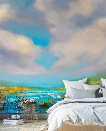 abstract painting of a waterfall wallpaper