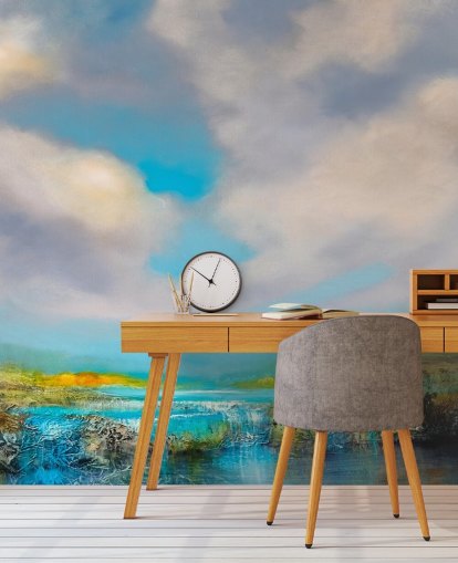 abstract painting of a waterfall wallpaper