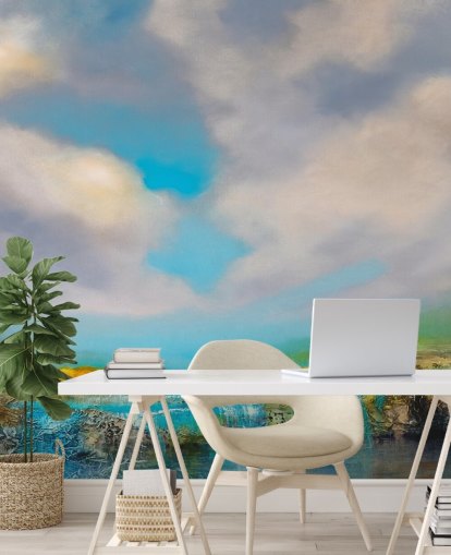 abstrakt målning av ett vattenfall tapeter