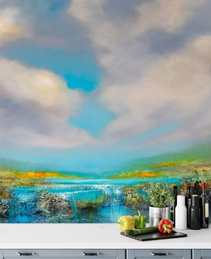 pintura abstracta de un papel pintado cascada