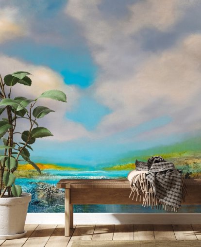 abstrakt målning av ett vattenfall tapeter