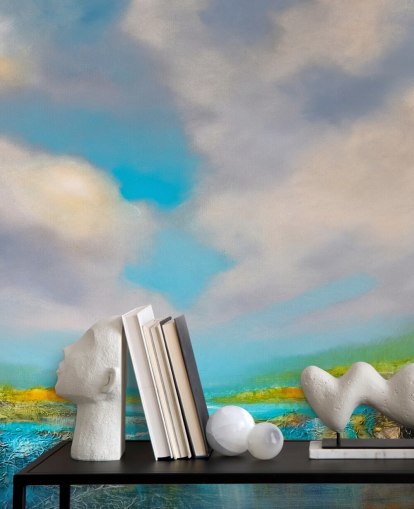 abstraktes Gemälde einer Wasserfall-Tapete