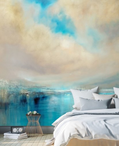 pittura astratta blu, bianca e nera di carta da parati paesaggio pittura astratta blu, bianca e nera di carta da parati paesaggio