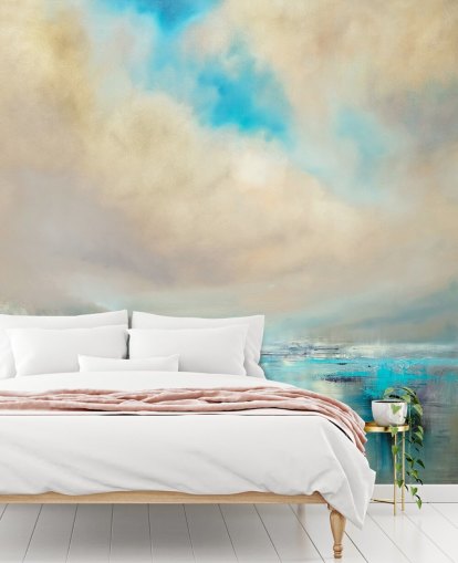 blue, white and black abstract painting of landscape wallpaper