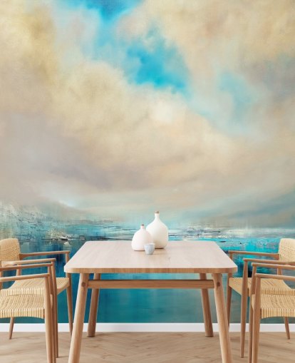 blue, white and black abstract painting of landscape wallpaper