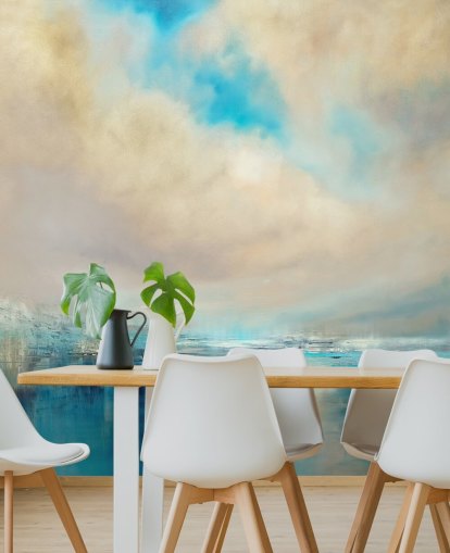 blue, white and black abstract painting of landscape wallpaper