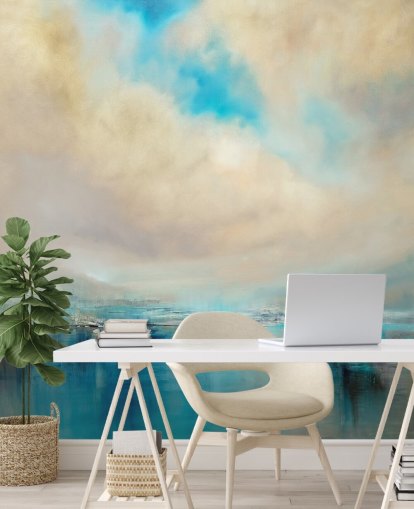 blue, white and black abstract painting of landscape wallpaper