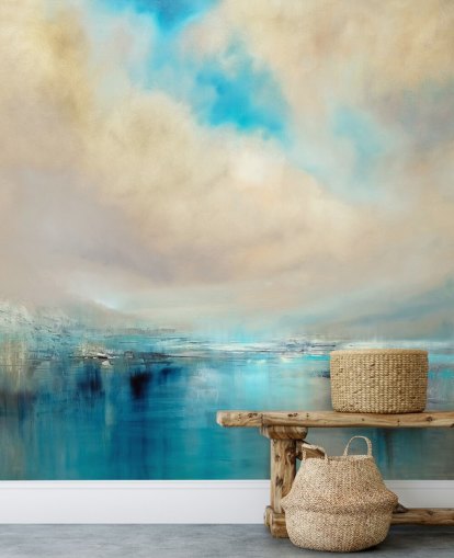 pittura astratta blu, bianca e nera di carta da parati paesaggio pittura astratta blu, bianca e nera di carta da parati paesaggio