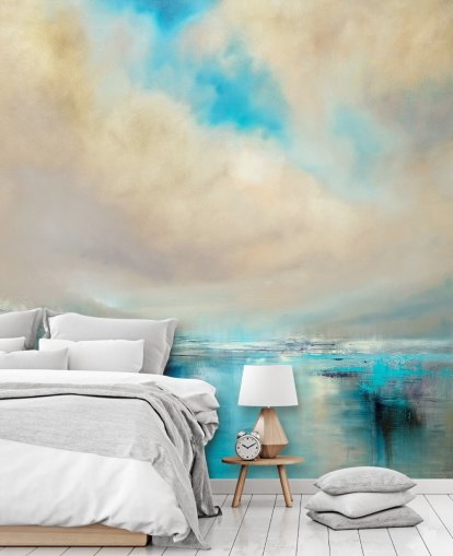 pittura astratta blu, bianca e nera di carta da parati paesaggio pittura astratta blu, bianca e nera di carta da parati paesaggio