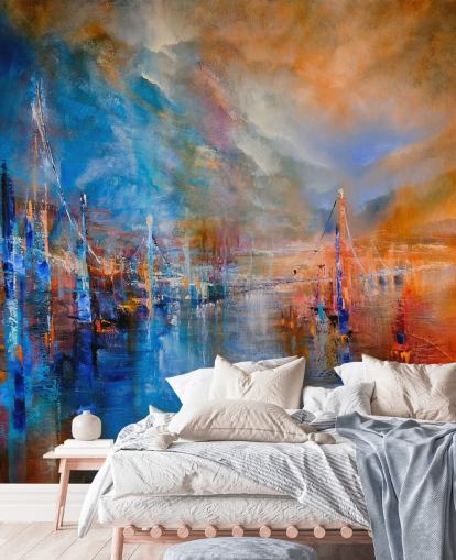 dipinto astratto multicolore di un fiume da una carta da parati città dipinto astratto multicolore di un fiume da una carta da parati città