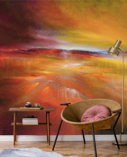 abstrakti oranssi, punainen ja keltainen maisema maalaus tapetti abstrakti oranssi, punainen ja keltainen maisema maalaus tapetti