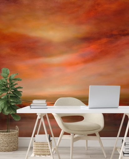 papel de parede de paisagem abstrata laranja e vermelho