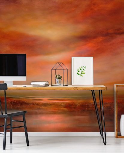 papier peint paysage abstrait orange et rouge papier peint paysage abstrait orange et rouge