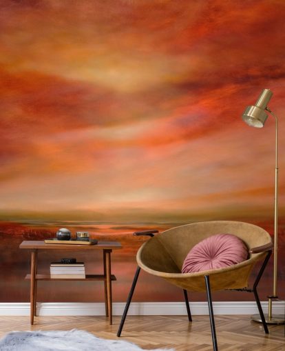 oranje en rood abstract landschapsbehang