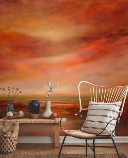 papier peint paysage abstrait orange et rouge papier peint paysage abstrait orange et rouge