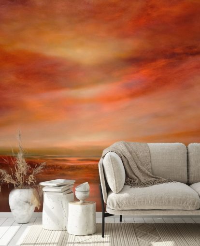 orange und rote abstrakte Landschaftstapete