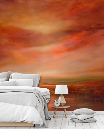 oranje en rood abstract landschapsbehang