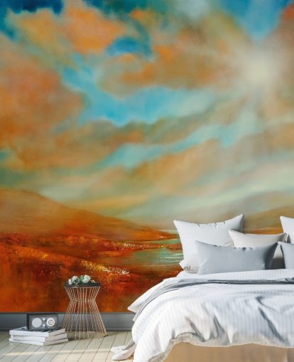 orange hills and orange clouds wallpaper