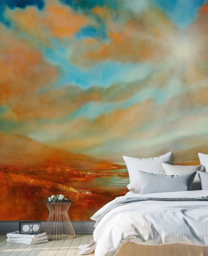 fondo de pantalla de colinas naranjas y nubes