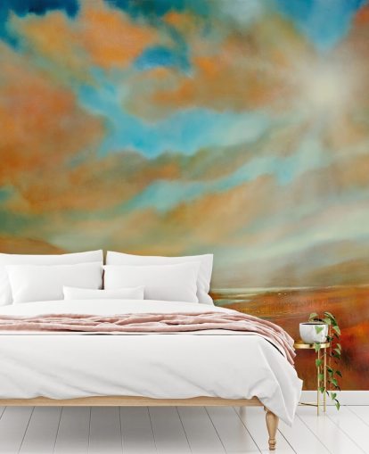 orange hills and orange clouds wallpaper