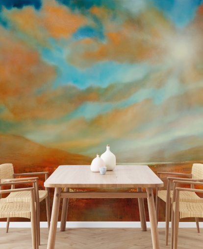 orange hills and orange clouds wallpaper