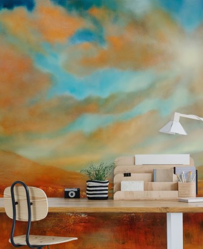 orange hills and orange clouds wallpaper