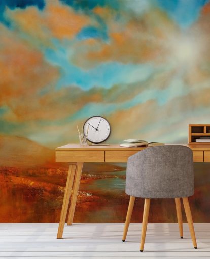 orange hills and orange clouds wallpaper