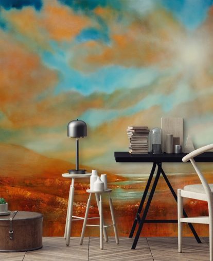 orange hills and orange clouds wallpaper