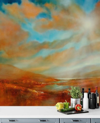 papel de parede de laranja colinas e nuvens laranja