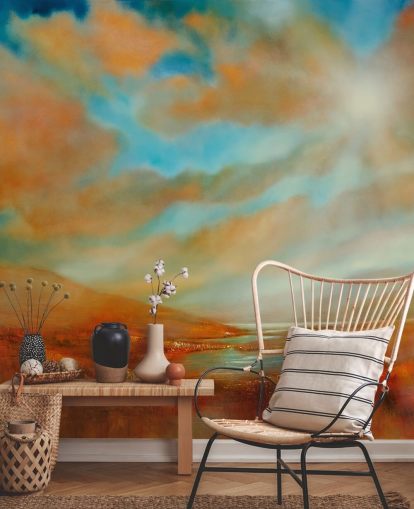 orange hills and orange clouds wallpaper