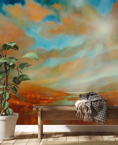 papel de parede de laranja colinas e nuvens laranja