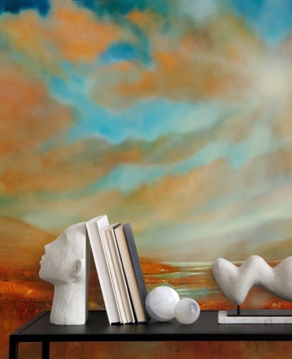 orange hills and orange clouds wallpaper