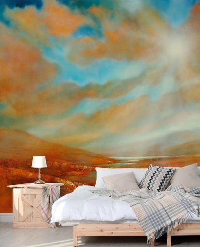 appelsin bakker og orange skyer tapet