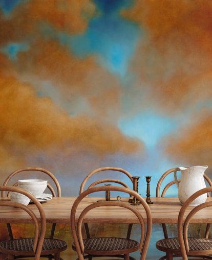 orange and blue cloudy sky over heathland wallpaper