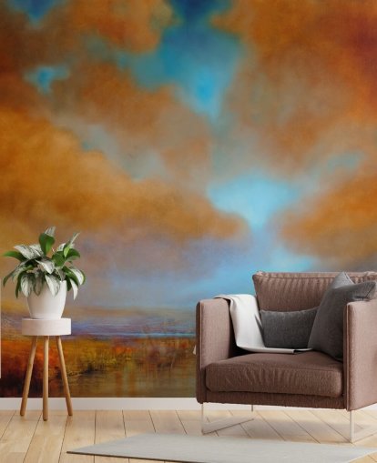 orange and blue cloudy sky over heathland wallpaper orange and blue cloudy sky over heathland wallpaper