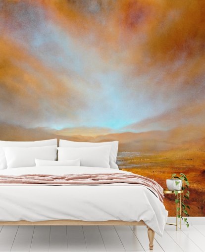painting of an abstract orange landscape at fall wallpaper