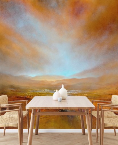 painting of an abstract orange landscape at fall wallpaper