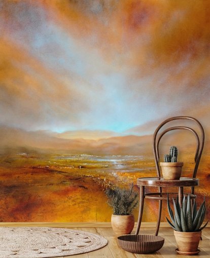 pintura de un paisaje naranja abstracto en otoño fondo de pantalla