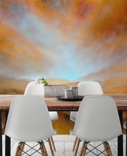 schilderij van een abstract oranje landschap bij herfstbehang