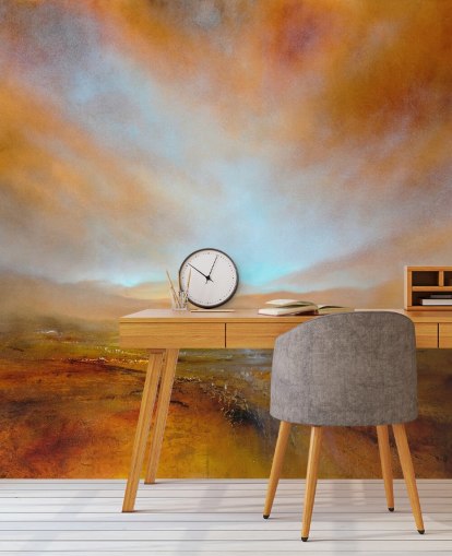 painting of an abstract orange landscape at fall wallpaper