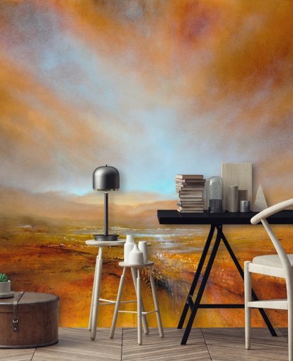 pintura de uma paisagem laranja abstrata no outono papel de parede pintura de uma paisagem laranja abstrata no outono papel de parede