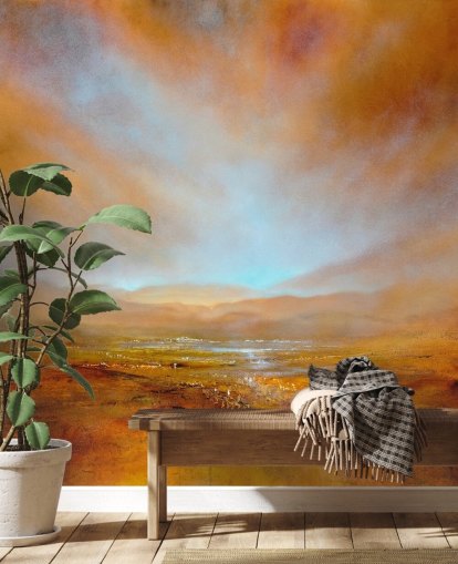 pintura de un paisaje naranja abstracto en otoño fondo de pantalla