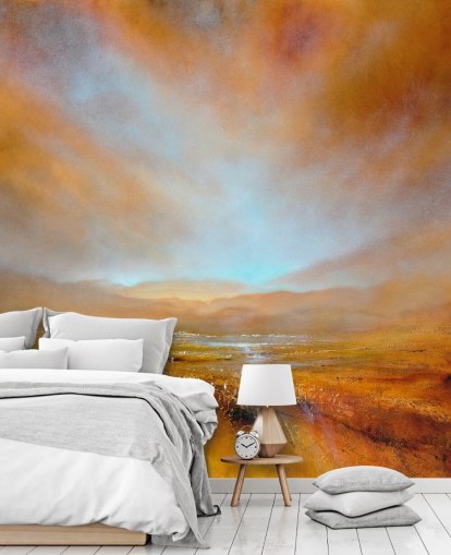 painting of an abstract orange landscape at fall wallpaper