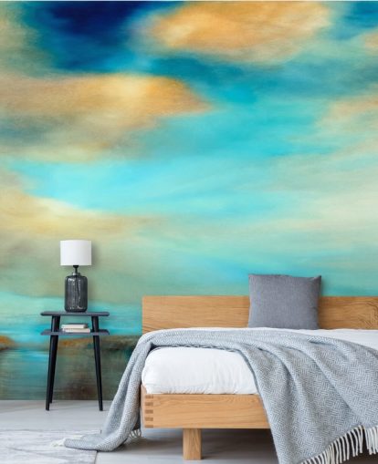 painting of an expansive blue and why sky over a river wallpaper painting of an expansive blue and why sky over a river wallpaper