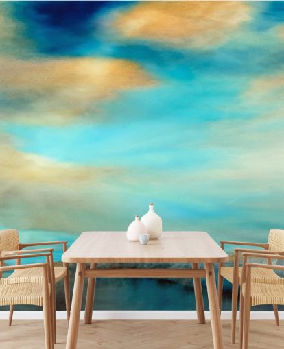 pintura de un amplio fondo de pantalla azul y por qué cielo sobre un río