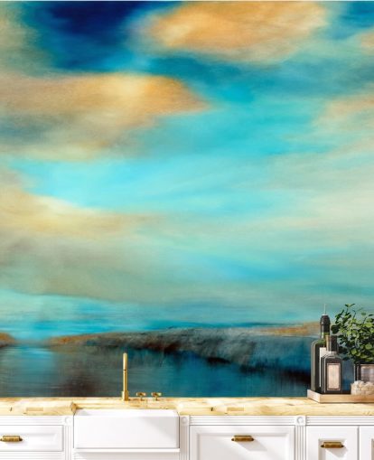 pintura de um azul expansivo e por que o céu sobre um papel de parede do rio