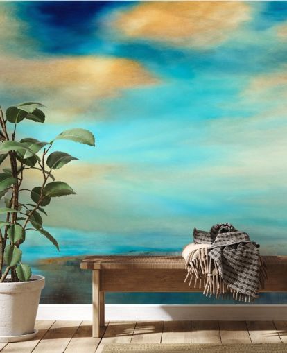 peinture d'un fond d'écran bleu et pourquoi ciel au-dessus d'une rivière