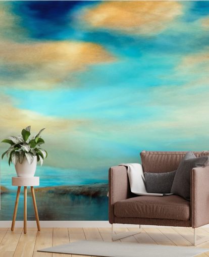 peinture d'un fond d'écran bleu et pourquoi ciel au-dessus d'une rivière